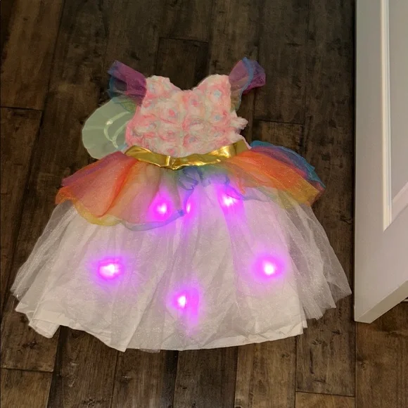 Target Girls Rainbow Floral Tulle Dress - White, Pink, Gold, Multicolor - Picture 8 of 10